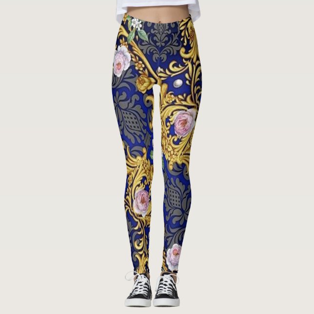 Kvinna barock designdamasker leggings (Framsida)