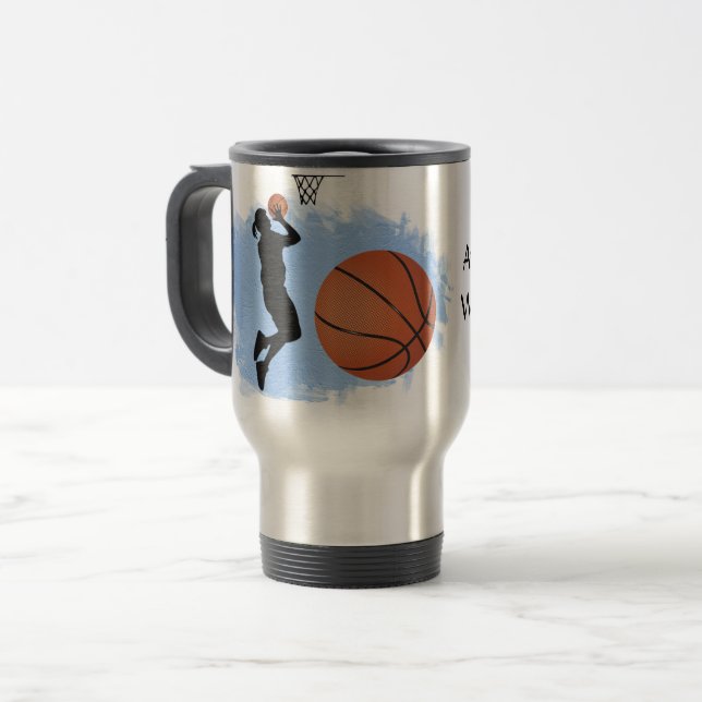 Kvinna Basketspelare Beredd att sänka bollen Resemugg (Framsida vänster)