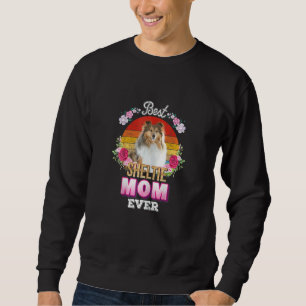 Kvinna Bästa Hund Mamma någonsin Sheltie Blommigt Lång Ärmad Tröja