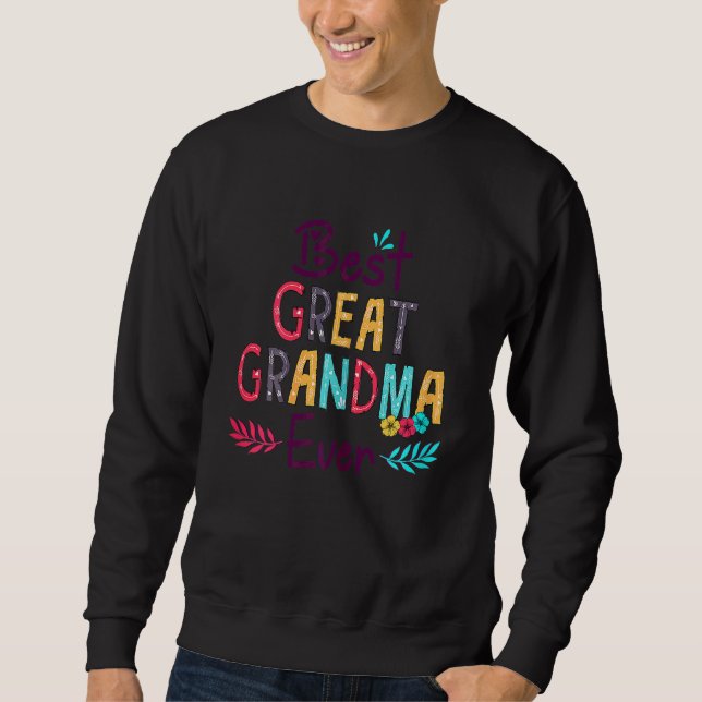 Kvinna Bästa Underbara mormor Aldrig Blommigt Deko Lång Ärmad Tröja (Framsida)