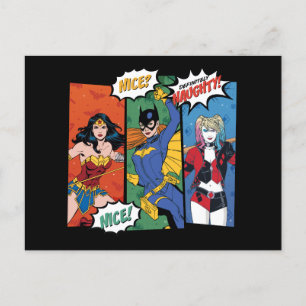 kvinna, Batgirl och Harley Quinn Helgdag Helg Vykort
