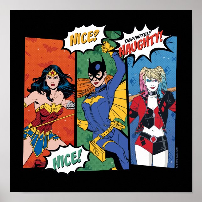  kvinna, Batgirl och Harley Quinn Helgdag Poster (Framsidan)