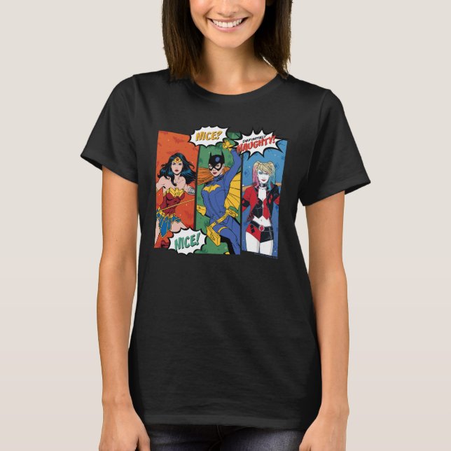  kvinna, Batgirl och Harley Quinn Helgdag T Shirt (Framsida)