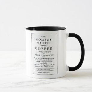 Kvinna begäran mot kaffemuggen mugg
