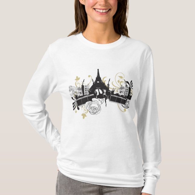 Kvinna BellaCanvas Flowy knuffar av skjortan Paris Tee (Framsida)