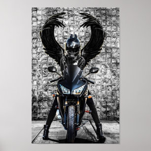 Kvinna biker med vinge poster