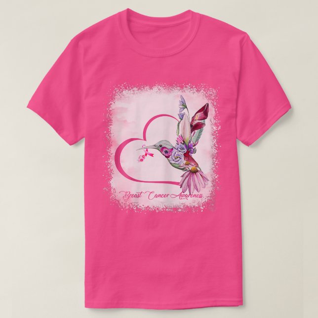 Kvinna Bird Heart Ribbon Solros Bleached Breast T Shirt (Design framsida)