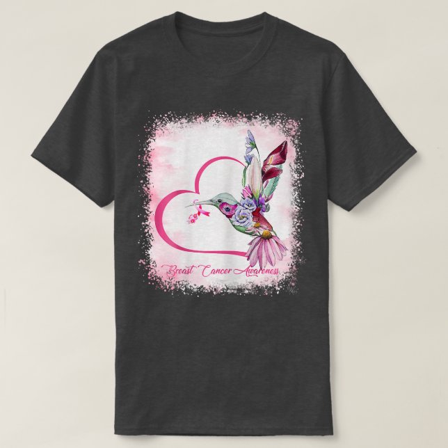 Kvinna Bird Heart Ribbon Solros Bleached Breast T Shirt (Design framsida)