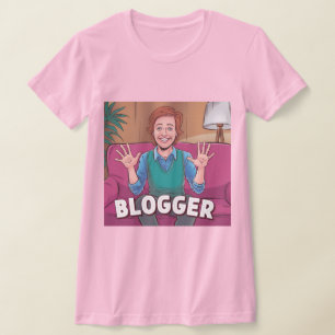 Kvinna Bloggare Rosa T-Shirt
