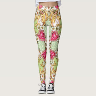 Kvinna blom- barocka damasker leggings