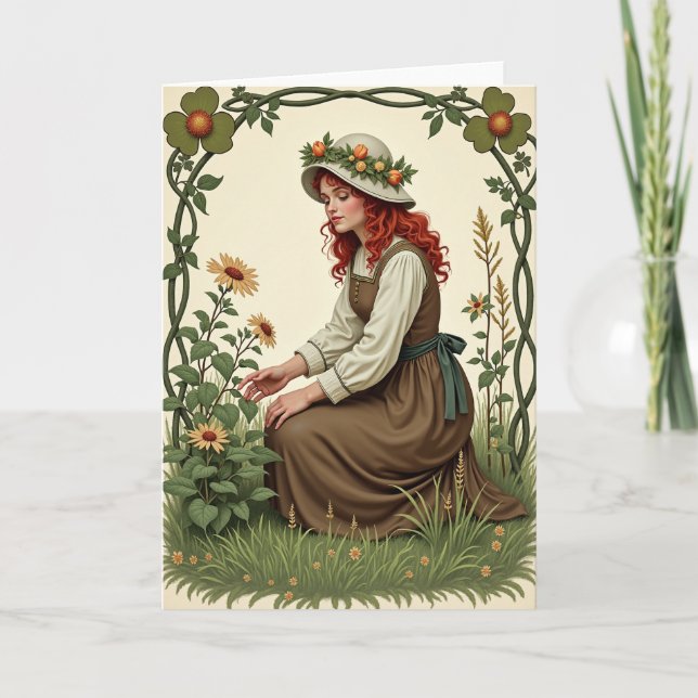 Kvinna Blommig Skönhet Scenkort Kort (Framsida)