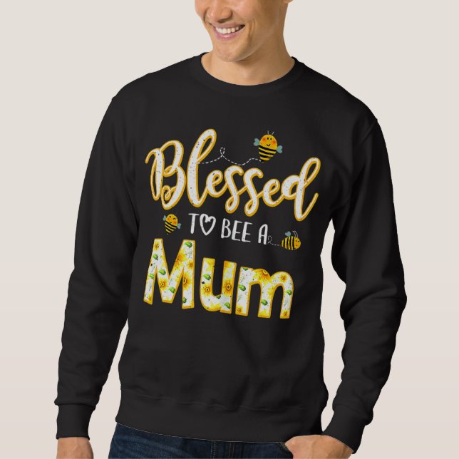 Kvinna Blunda Bee Mamma Mormor mot Mönster Bee Lång Ärmad Tröja (Framsida)
