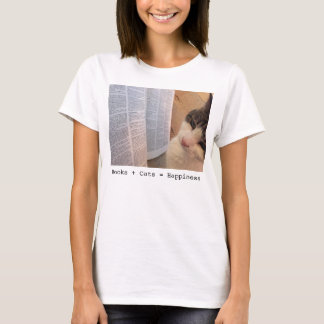 Kvinna bokar + Katter = lyckautslagsplats T-shirt