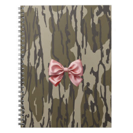 Kvinna Bottomland Camo Cute Rosa Ribbon Bow Anteckningsbok