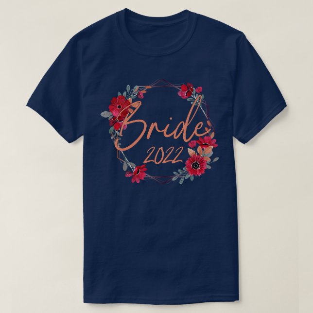 Kvinna Bride 2022 Flower Matching par Party Tee (Design framsida)