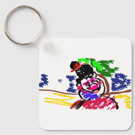 Kvinna bubbelgummi strand nyckelring