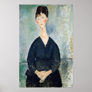 Kvinna Café Singer porträtt av Amedeo Modigliani Poster