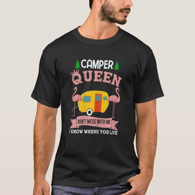 Kvinna Camper Queen  inte Camper T Shirt (Framsida)