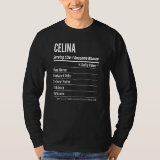 Kvinna Celina näringsmässiga fakta som betjänar St T Shirt