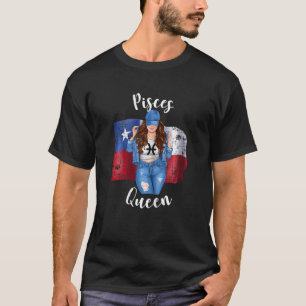 Kvinna Chilean Pisces Queen of Chile Flagga Zodiac T Shirt