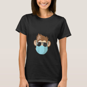 Kvinna Chimpanzee Cute Ansikte Mask Social Avstånd T Shirt