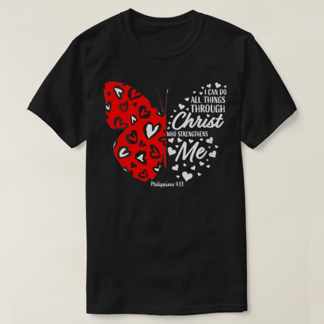 Kvinna Christian Valentines Day Red Hearts Butter T Shirt (Design framsida)