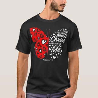 Kvinna Christian Valentines Day Red Hearts Butter T Shirt