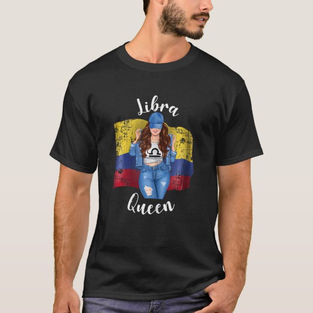 Kvinna Columbian Libra Queen of Colombia Flagga Zo T Shirt (Framsida)