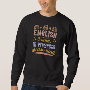 Kvinna Cute Back to school Engelska lärare i Prog Lång Ärmad Tröja