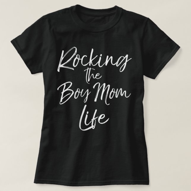 Kvinna Cute Mamma i Boys Gift från Sons Rocking th T Shirt (Design framsida)