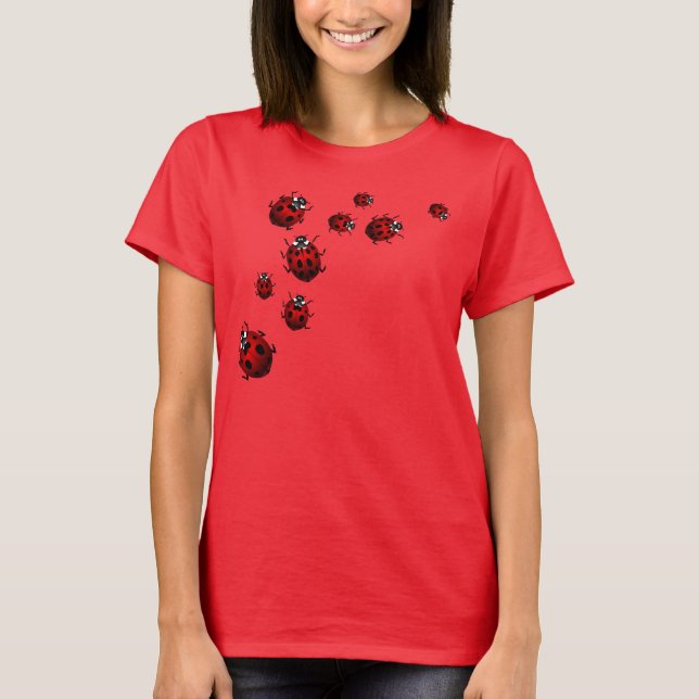 Kvinna dam för nyckelpigaskjorta utslagsplats för t-shirt (Framsida)