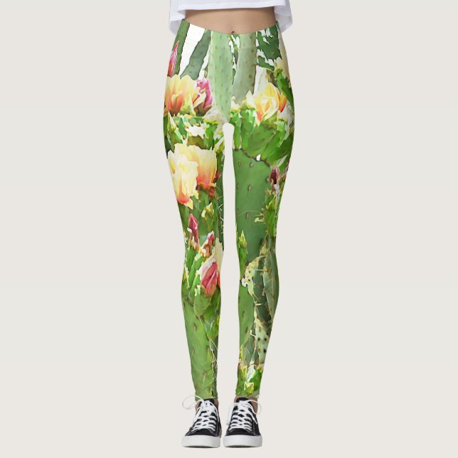 Kvinna damasker - blom för Prickly Pear Leggings (Framsida)