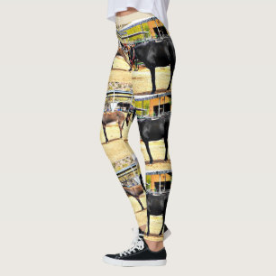 Kvinna damasker "fyra hästar och en åsna ", leggings