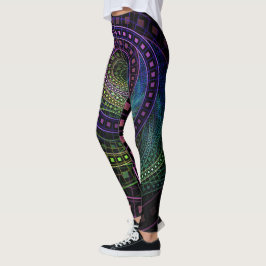 Kvinna damasker med TechnicolorFractalregnbågen Leggings