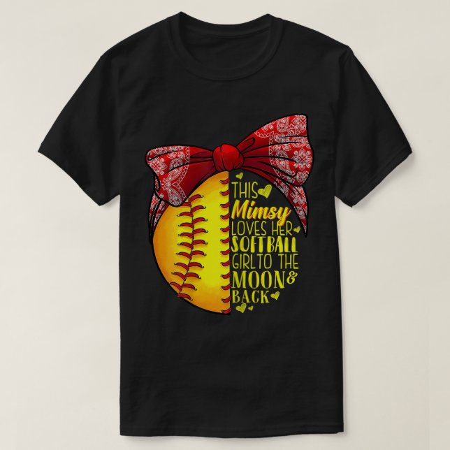 Kvinna den här Mimsy Kärlek Hennes Softball Girl S T Shirt (Design framsida)