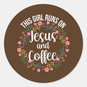 Kvinna den här tjejen Springa på Jesus och kaffe Runt Klistermärke