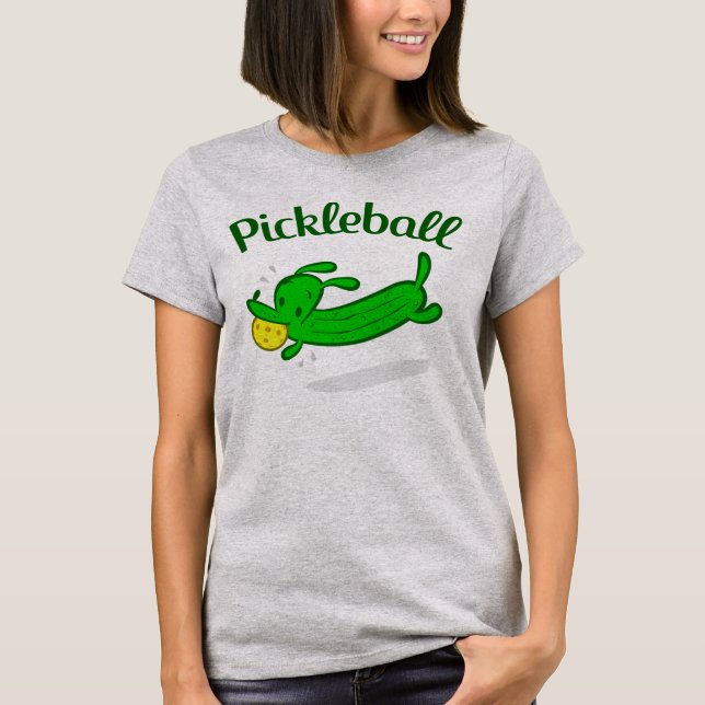 Kvinna den Pickleball hunden gravar T-tröja T Shirt (Framsida)