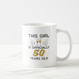 Kvinna denna flicka officiellt 50 år 50 dagar kaffemugg