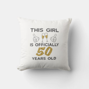 Kvinna denna flicka officiellt 50 år 50 dagar kudde