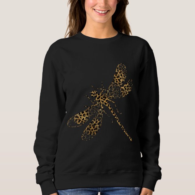 Kvinna Dragonfly Leopard Skriv ut T-shirt | Unik (Framsida)