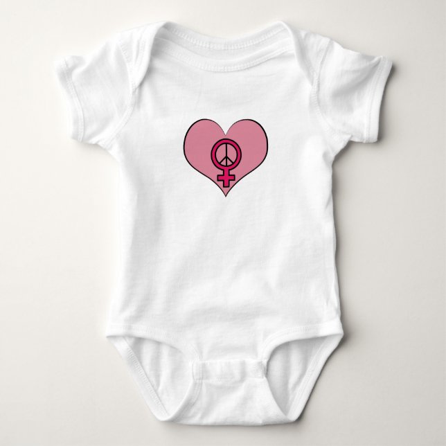Kvinna dräkt för baby för hjärta för tee shirt (Framsida)