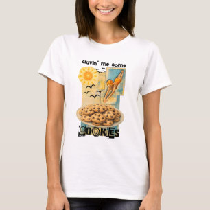 Kvinna dyker in i kakor collage bakning sötsaker t shirt