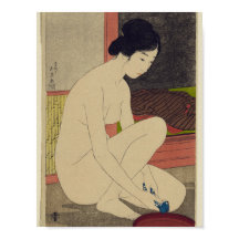Kvinna efter Bath - japansk Vintage Art Reprint