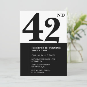 Kvinna Elegant 42-års födelsedagsinbjudan Svart Inbjudningar