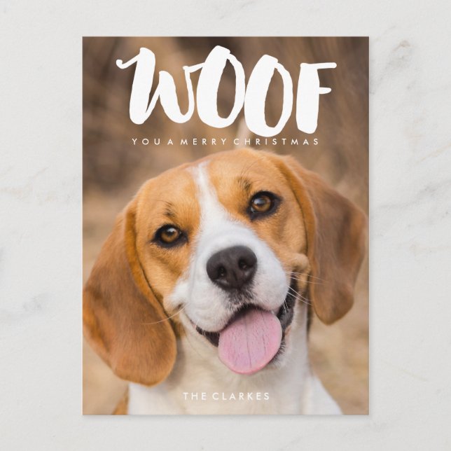 KVINNA EN God jul | Hund Photo Helg Vykort (Framsida)