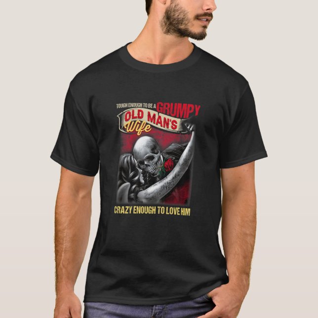 Kvinna en grumpy Old Man's frun Funny Skeleton Tee (Framsida)