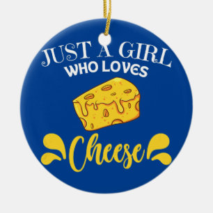 Kvinna en tjej som kärlek Cheese säger gåva Julgransprydnad Keramik