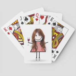 Kvinna figur med vin glas casinokort
