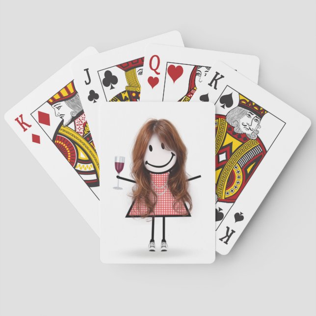 Kvinna figur med vin glas casinokort (Baksidan)