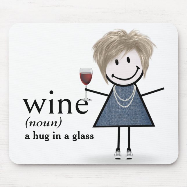 Kvinna Figur Med Vin Glas Musmatta (Framsidan)